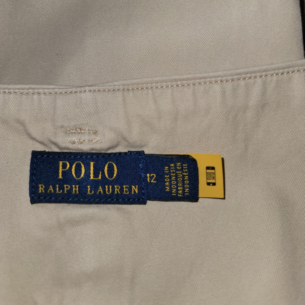 Polo Ralph Lauren Khaki Cotton Button Fly Pleated Cropped Pants Size 12 - Picture 14 of 16